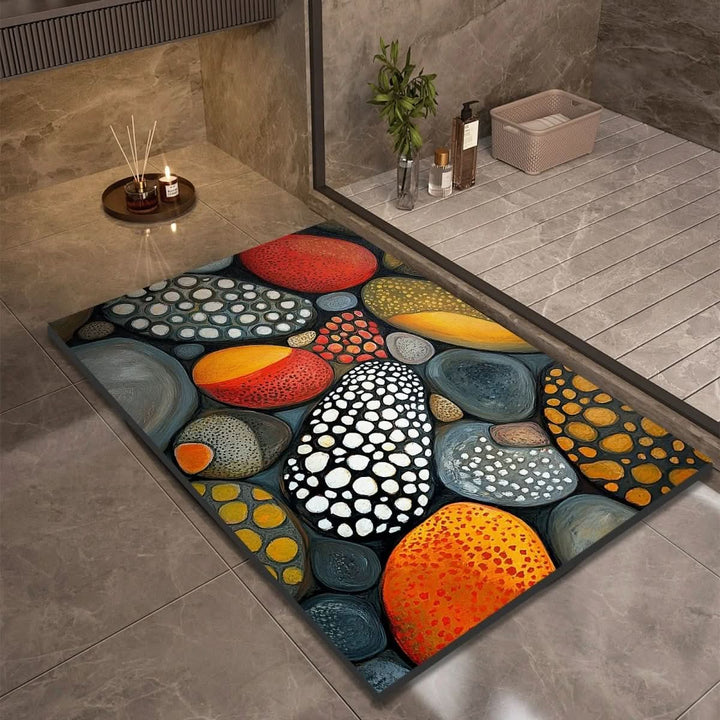 Diatomaceous earth bath mat: quick-dry, non-slip, absorbent for modern bathroom decor & home safety.
