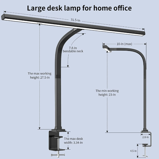 Adjustable LED task light, modern design for home office & studio. Provides bright, energy-efficient workspace lighting.