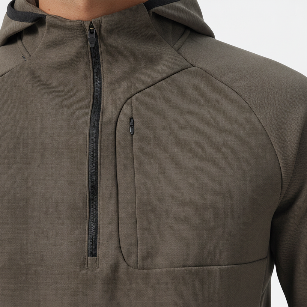 Stylish men's half-zip athletic top. Versatile performance pullover for sportswear or everyday fashion.