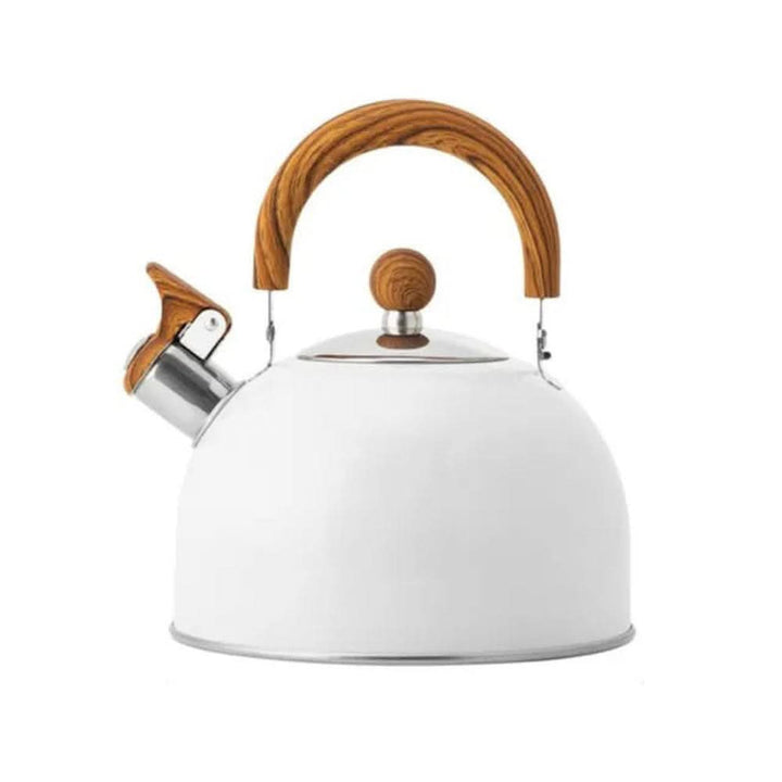 Premium 3.2-quart stainless steel whistling kettle, an elegant stovetop water boiler for tea & coffee.