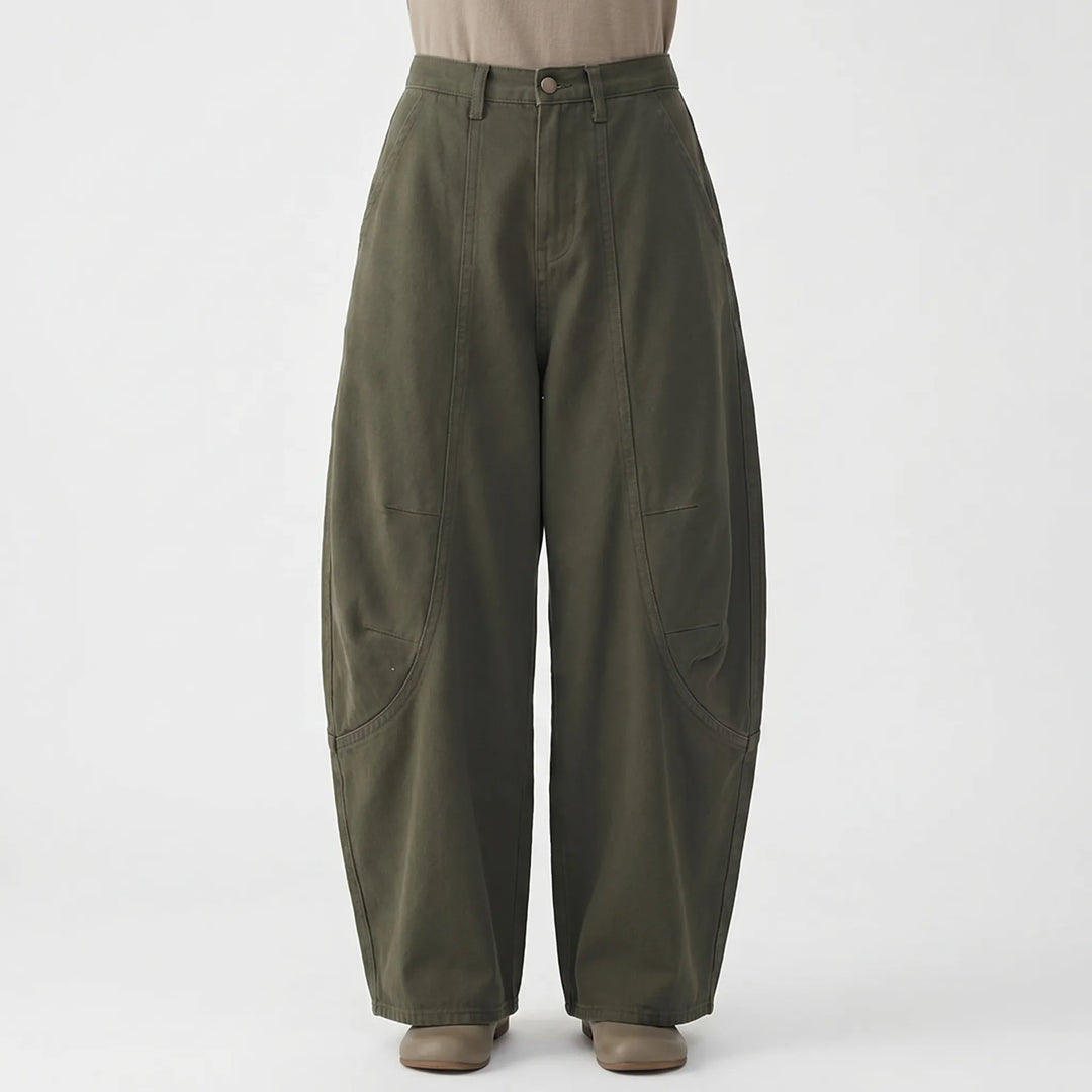 Loose fit women's barrel-leg pants, low rise baggy trousers for a comfortable & fashionable look.