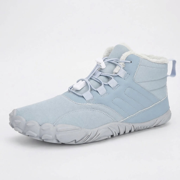 Barefoot winter footwear, wide toe box, water-repellent, natural feel.