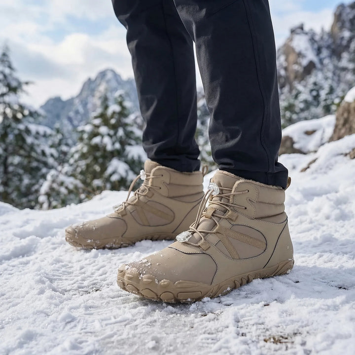 Unisex barefoot winter ankle boots for natural comfort & cold weather hiking.