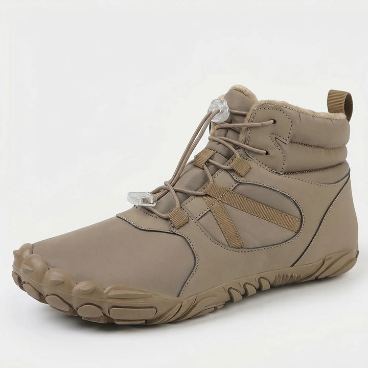 Unisex hiking ankle boots, barefoot style, perfect for cold weather outdoors.