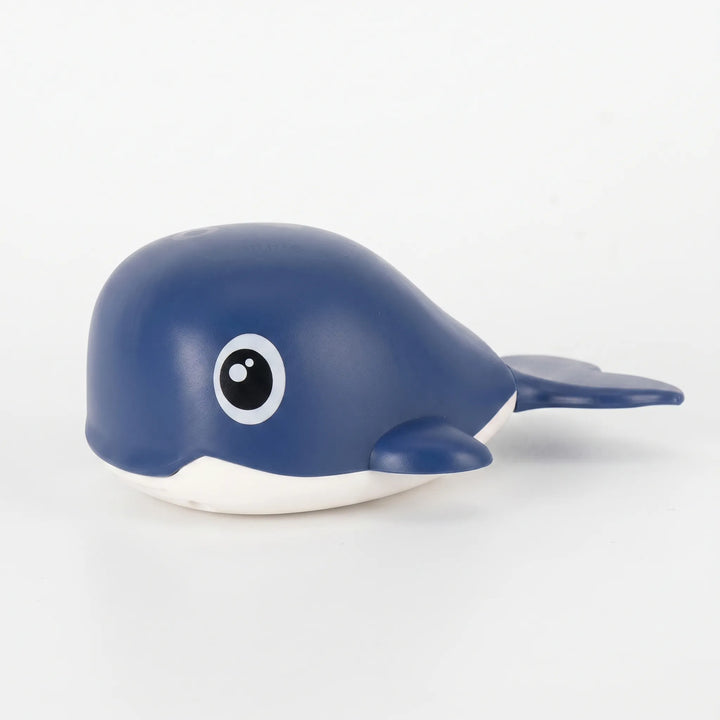 Set of colorful battery-free whale bath toys, a great gift for kids & toddlers. Durable floating water play.