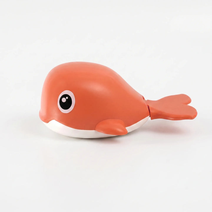 Close-up of a vibrant battery-free floating whale bath toy, part of a fun bath toy set for kids & toddlers.