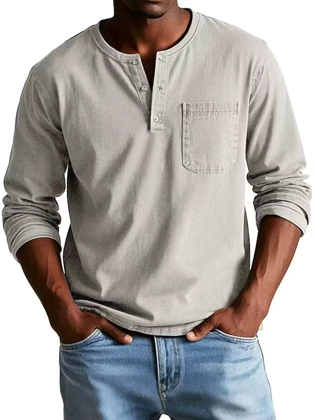 Men's Casual Long Sleeve Henley Shirt