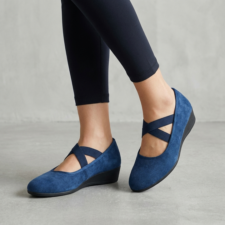 Versatile women's summer wedge flats. Orthopedic design with criss-cross straps for casual comfort.