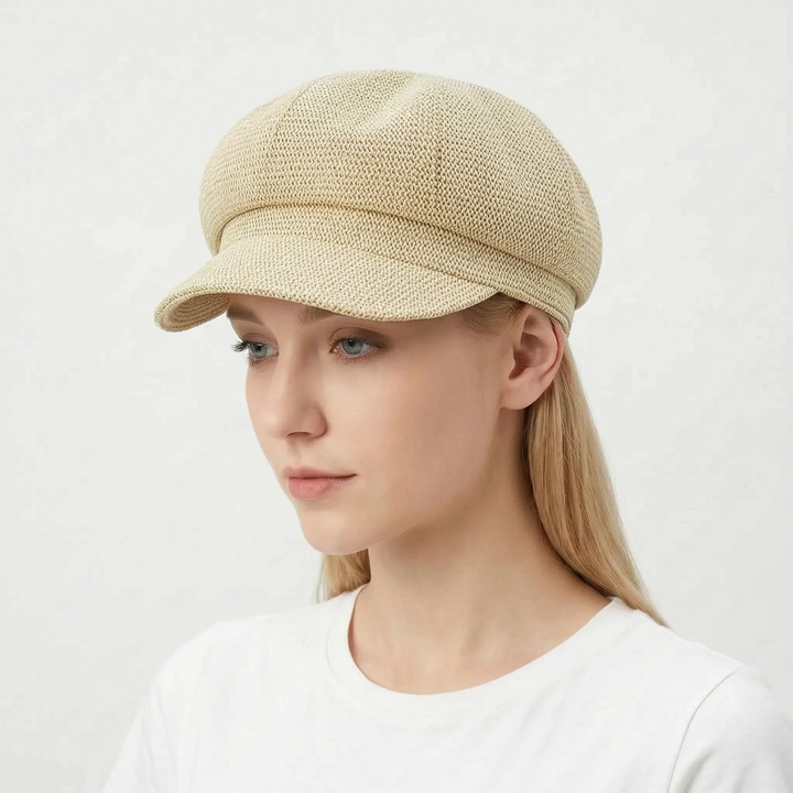 Interior view of a women's open-weave sun hat, highlighting breathable comfort and secure fit for summer.