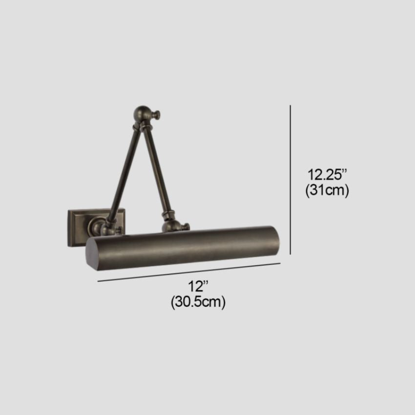 Sleek 12" LED art display lighting. Adjustable brass picture light, ideal for modern home decor.