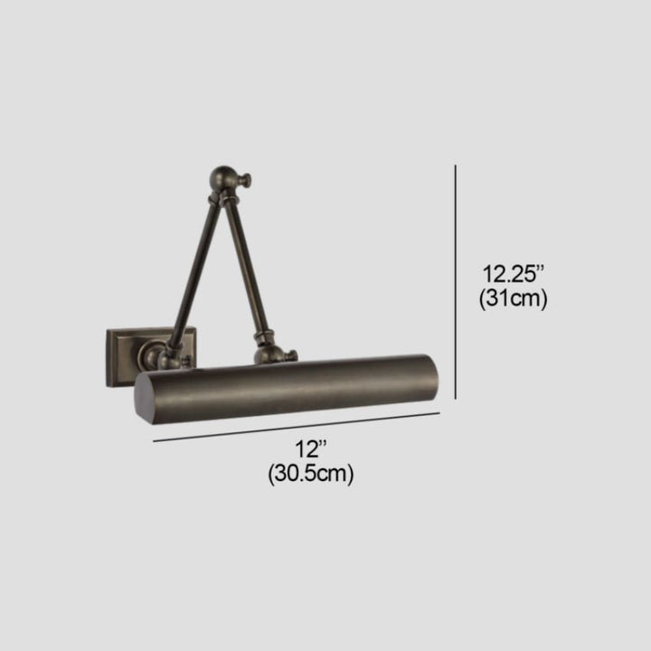Sleek 12" LED art display lighting. Adjustable brass picture light, ideal for modern home decor.