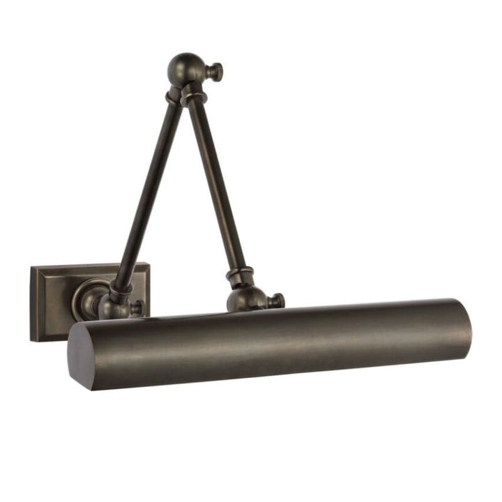 12" brass LED art light, adjustable for wall displays. Dimmable modern lighting for home and gallery.
