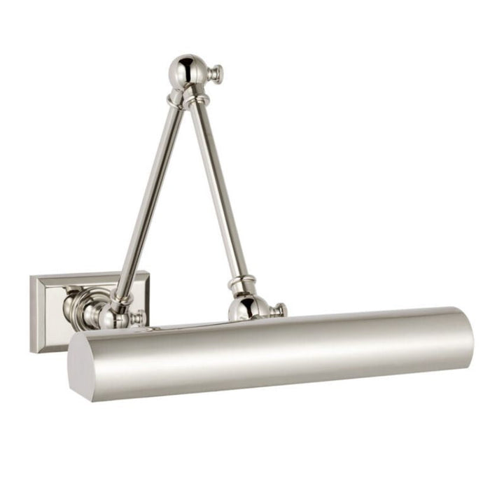 Flexible 12" adjustable LED art lighting in brass. Dimmable wall light for displaying photos & paintings.