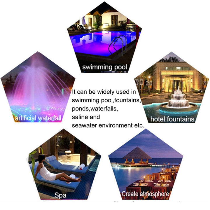 Energy-efficient 15W LED pool light, waterproof, providing brilliant and long-lasting underwater glow.