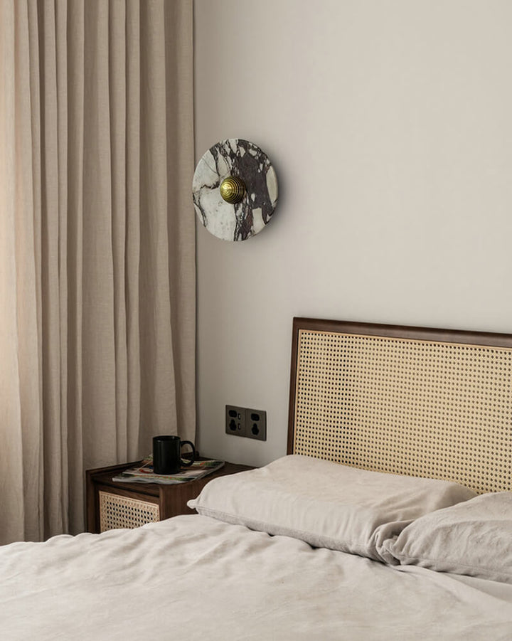 Elegant vintage marble LED wall light, 9-inch, warm white, for sophisticated home decor.