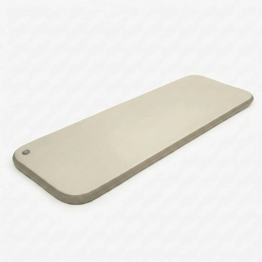 Comfortable inflatable sleep pad, a portable air mattress for camping, hiking, or as a guest bed.