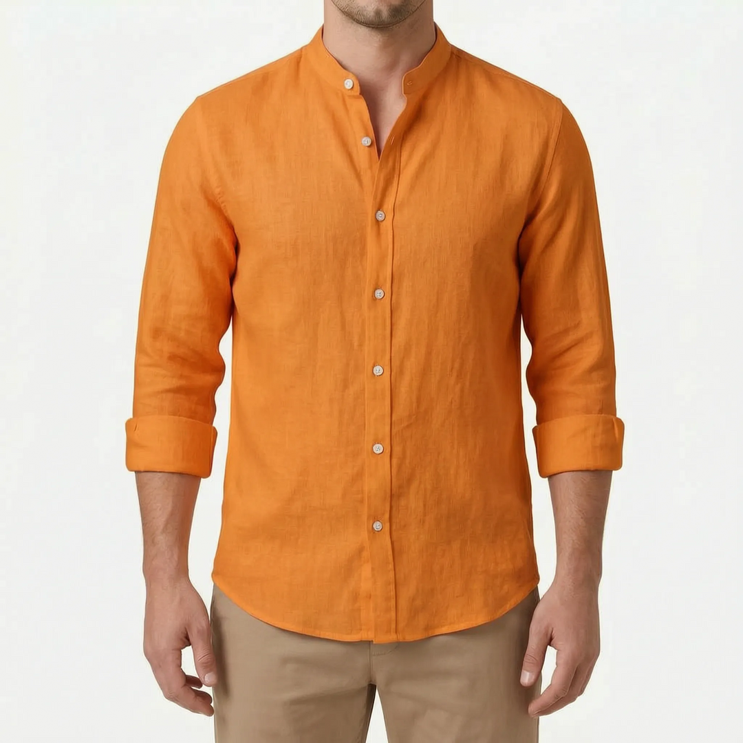 Everyday men's fashion: long-sleeve casual button-up shirt, relaxed fit, perfect for versatile styling.