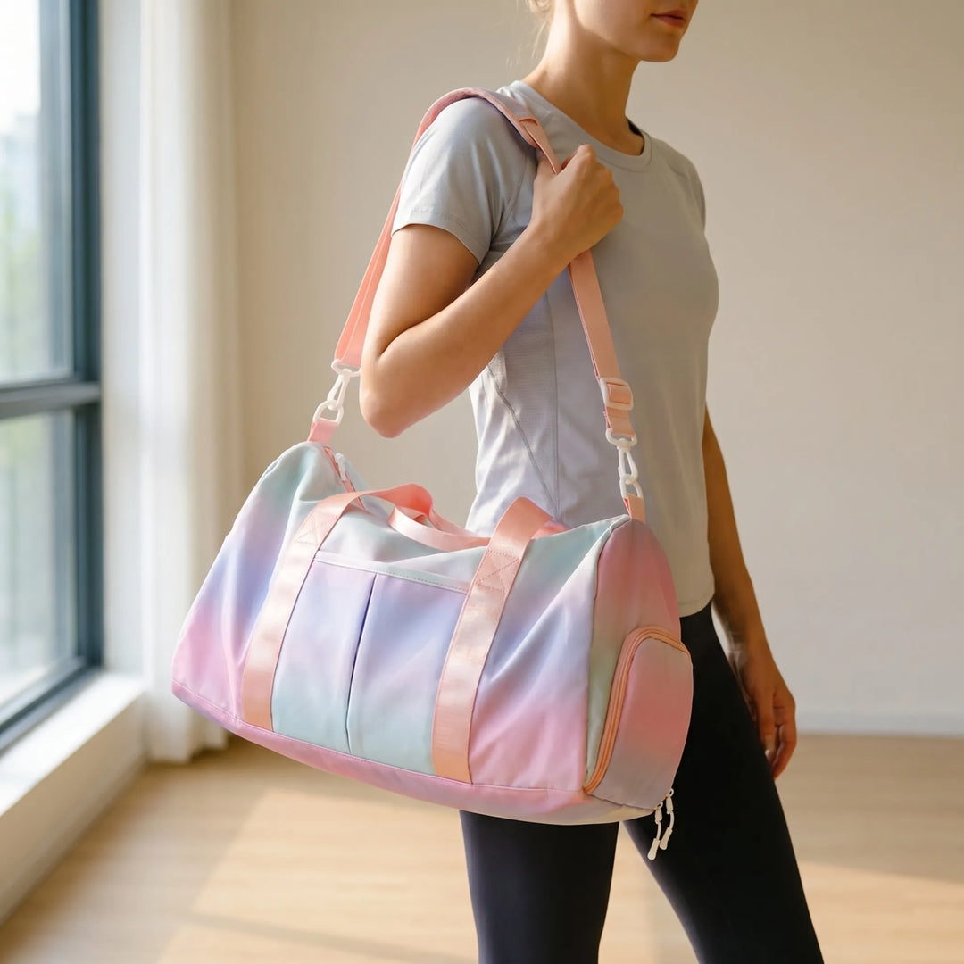Unisex fitness gym duffel bag with dedicated shoe compartment, ideal for workout, travel & sports.