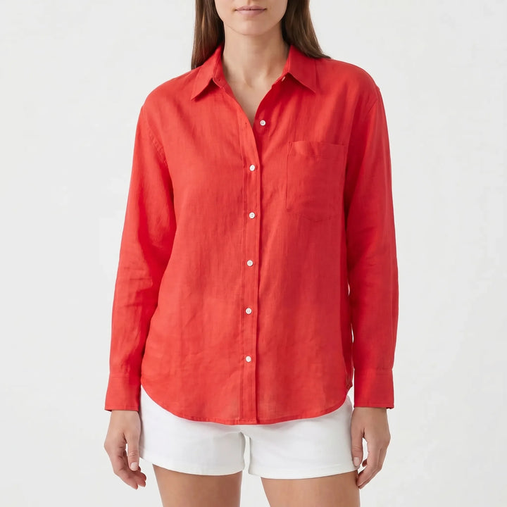 Comfortable women's long-sleeve casual button-up blouse, excellent for daily wear.