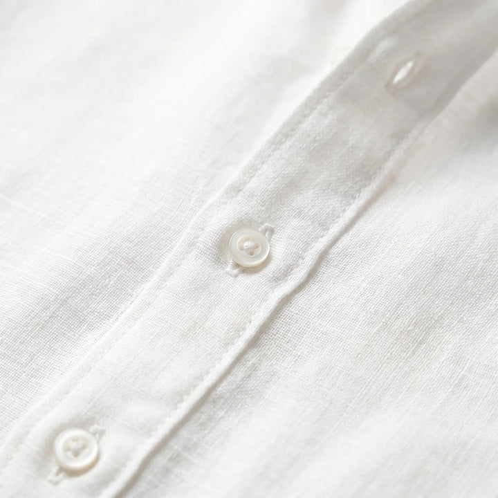 Lightweight, breathable men's long-sleeve button-up shirt, a versatile choice for casual warm-day comfort.