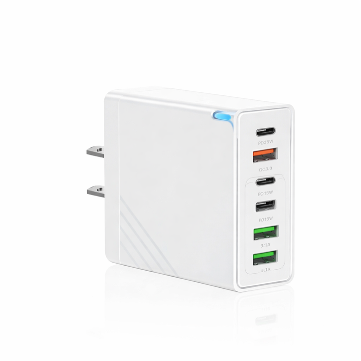 Universal 160W USB-C fast charging hub. Multi-port wall adapter for laptops, phones & tablets.