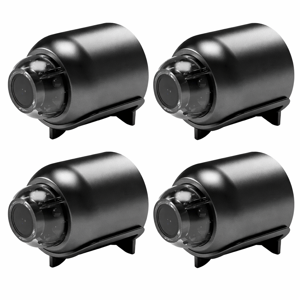 Compact indoor WiFi security camera with night vision, two-way audio, and remote app control for homes.