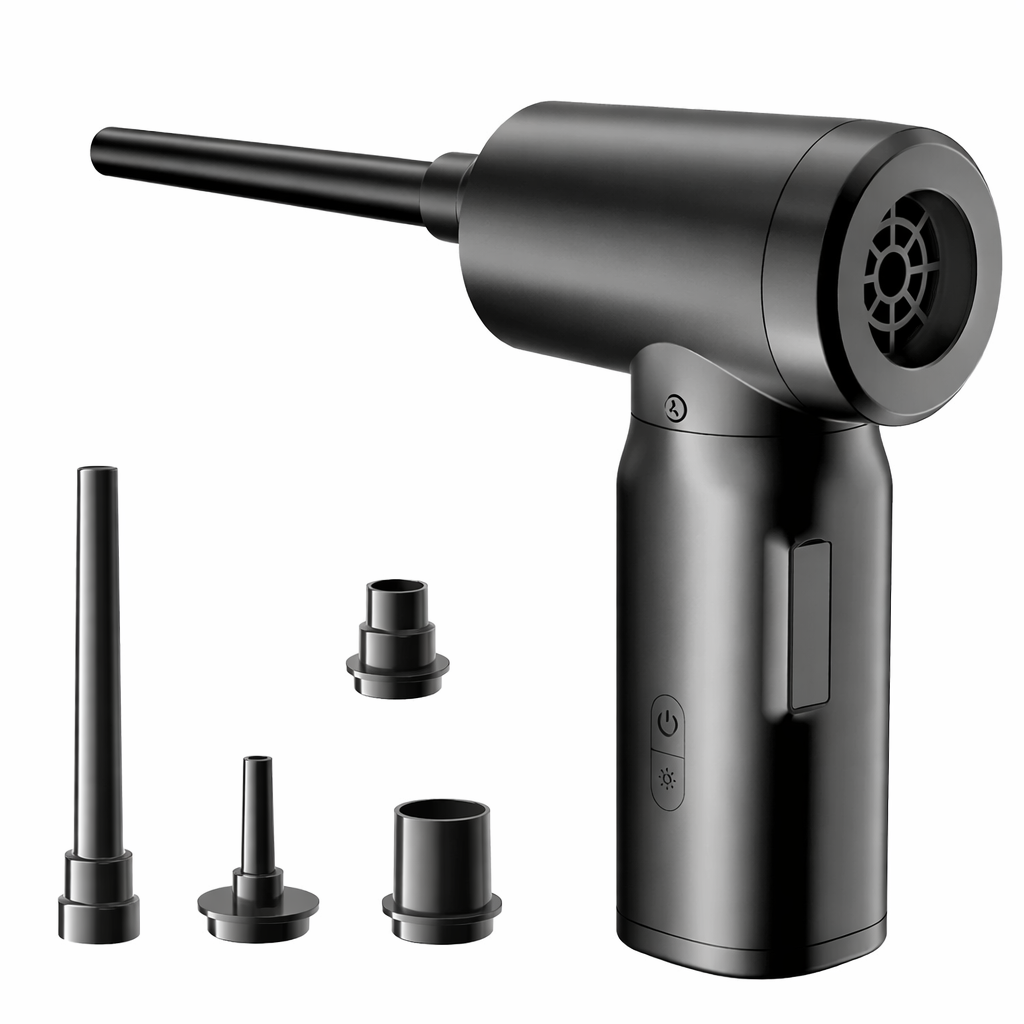 Cordless rechargeable air duster, ideal for electronics, computers, & home cleaning. Powerful dust removal.