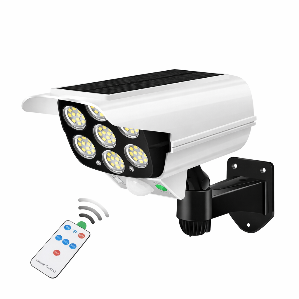 Durable weather-resistant outdoor motion sensor LED light, powered by solar for year-round security.