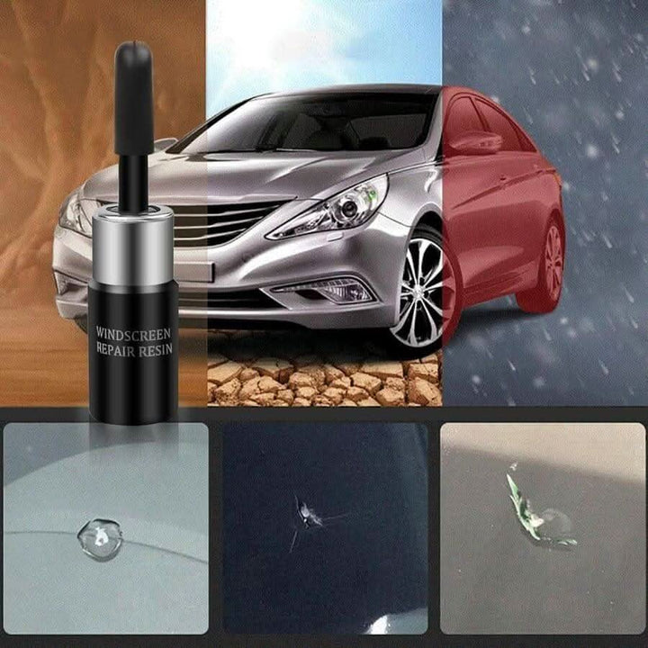 Complete auto glass crack repair kit, quickly fixes windshield damage. DIY solution for vehicle maintenance.