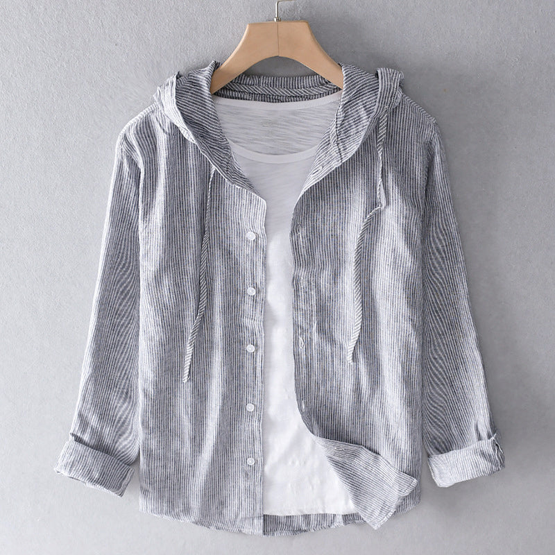 Stylish loose-fit hooded blouse for women, a breezy and elegant top for casual summer comfort.
