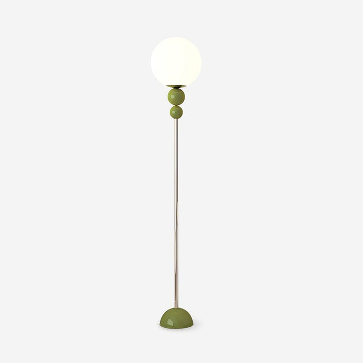 Sleek design milky white floor lamp, metal and glass, enhancing modern home aesthetics.