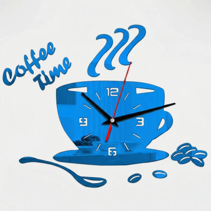 Eye-catching decorative coffee cup wall clock, a unique statement for kitchen or dining area walls.