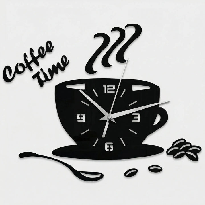 Charming coffee cup wall clock, ideal for creating a cozy cafe style atmosphere in your kitchen.