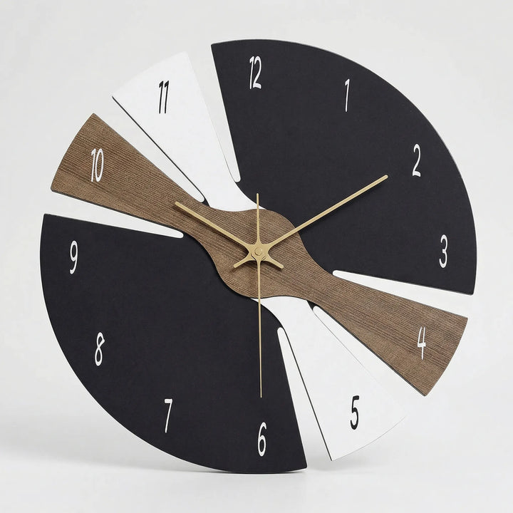Artistic modern wall clock, silent movement, adds a sophisticated touch to living room or office decor.