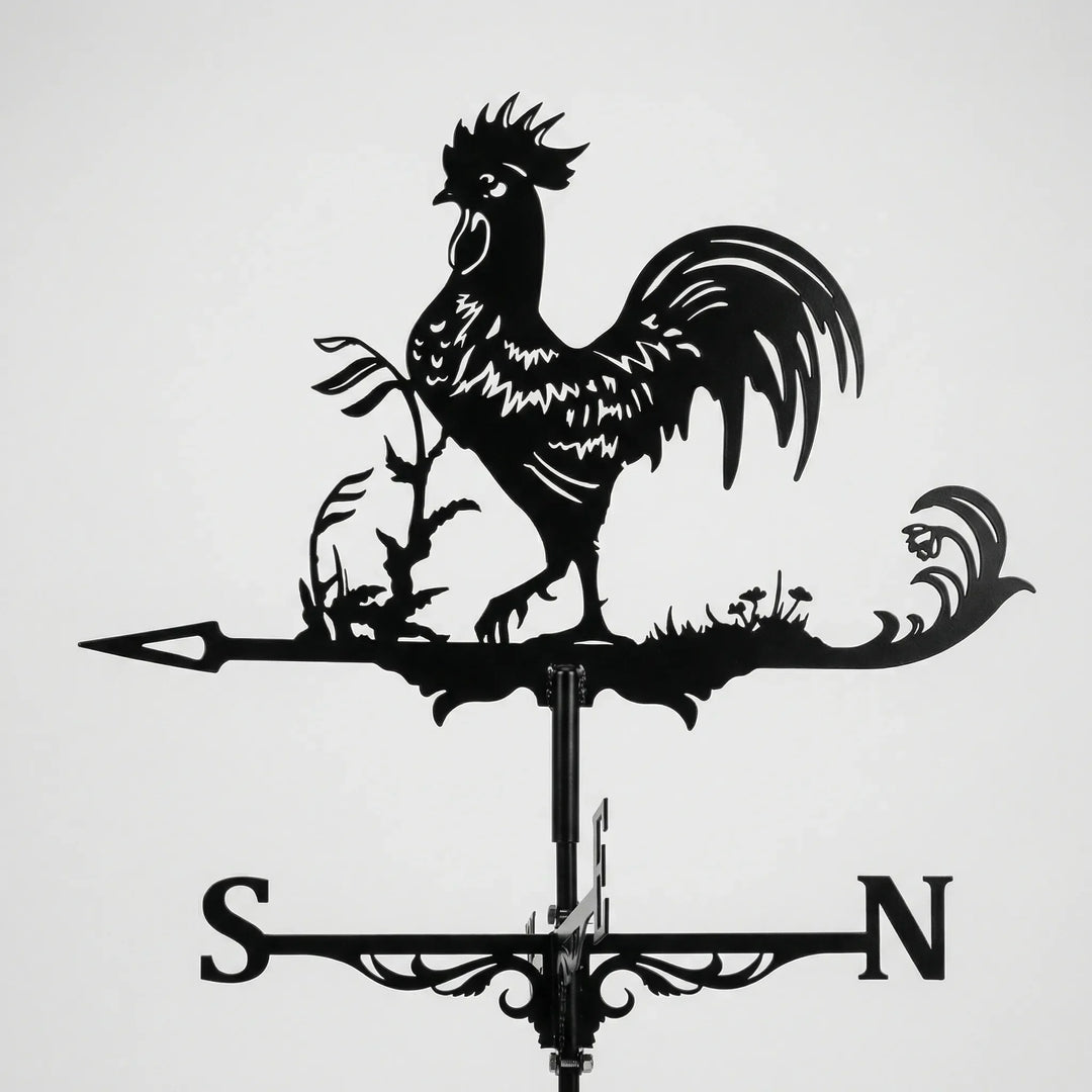 Decorative rooftop weathervane, a unique home exterior accent showing wind direction.