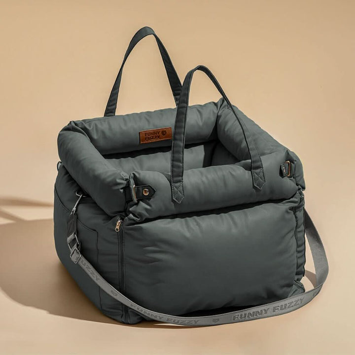 Enhance pet travel safety & comfort with this stylish faux leather dog car booster seat for small pets.
