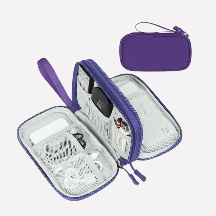 Digital organizer tech pouch for travelers, ideal for electronics management.