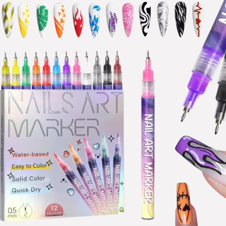 Kids' Creative Nail Art Pen Set for fun & easy designs. Children's craft supplies for artistic expression & nail decoration.