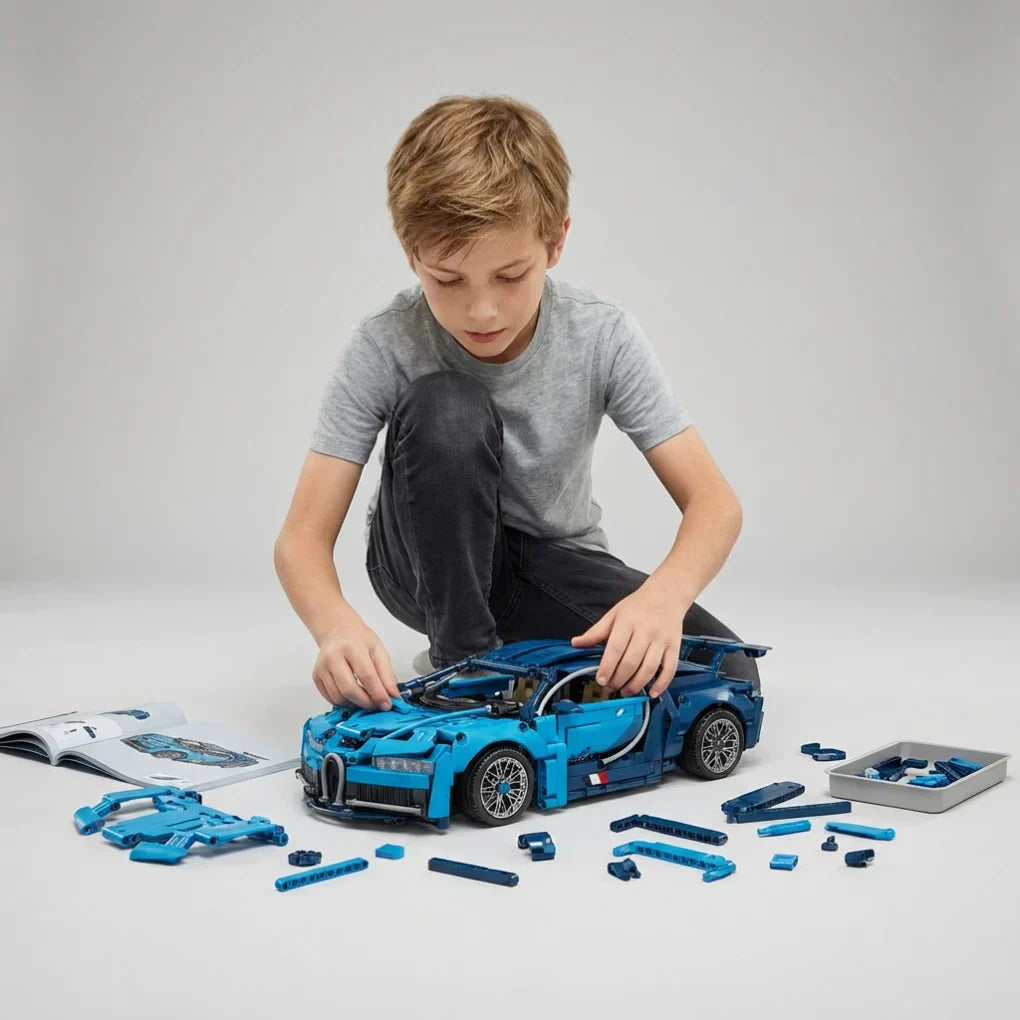 Collectible supercar model kit, 1450+ pieces. Detailed building blocks display for adult hobby & engineering.