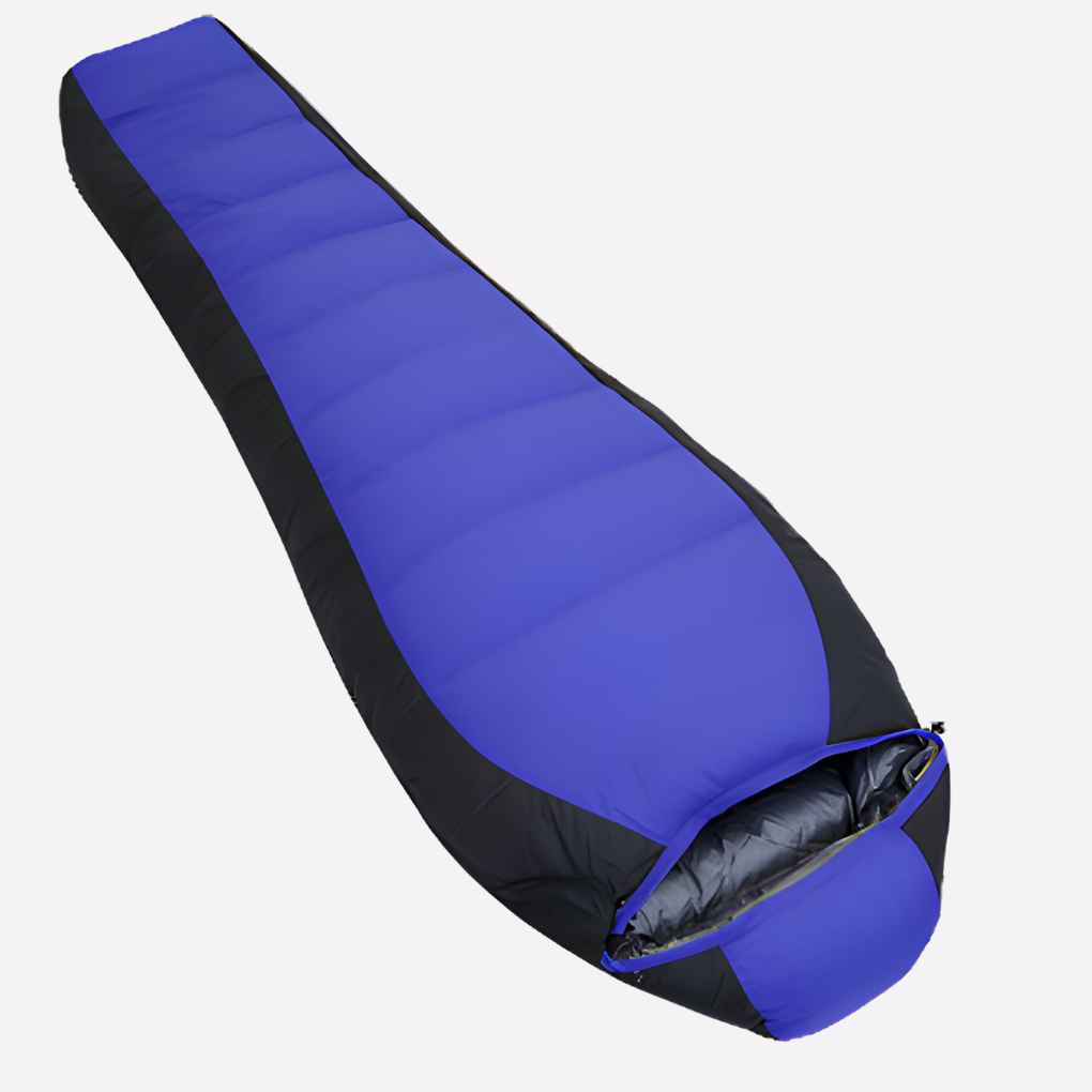Blue Unisex Big & Tall 0°F cold weather sleeping bag for camping, backpacking & winter outdoor adventures.