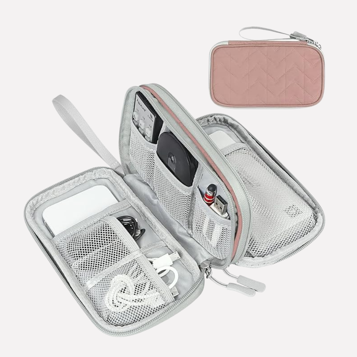 Zippered cable organizer pouch, designed for travel and tech gear.