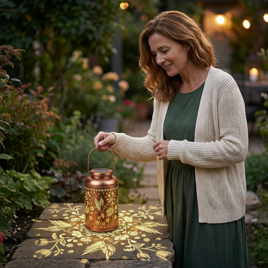 Weather-resistant solar garden light, perfect for patio and outdoor landscape decor.