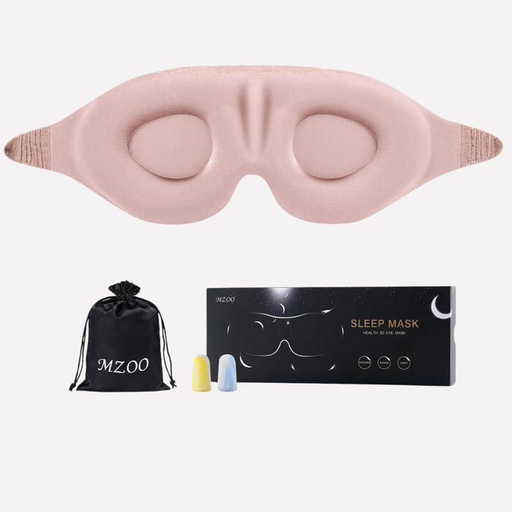 Soft memory foam sleep eye mask, 3D contoured and adjustable, perfect for light blocking & achieving deep, restful sleep.