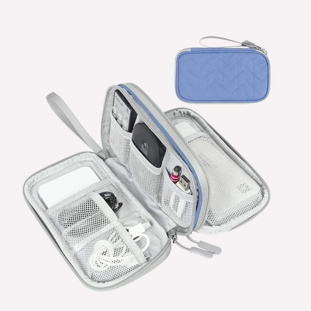 Essential travel organizer pouch for tech, ensuring cable management.