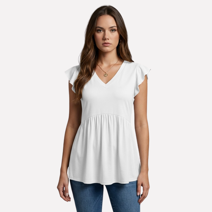 Women's relaxed fit casual blouse with short sleeves & crew neck. Perfect for everyday wear & comfortable style.