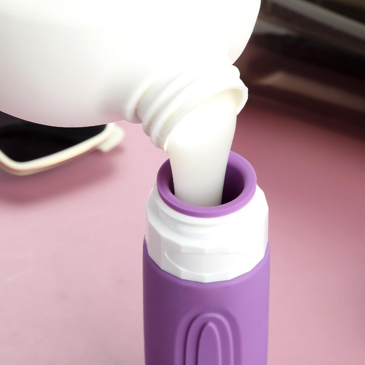Refillable silicone travel toiletry bottles, leak-proof set for personal care organizer, perfect for airplane carry-on.