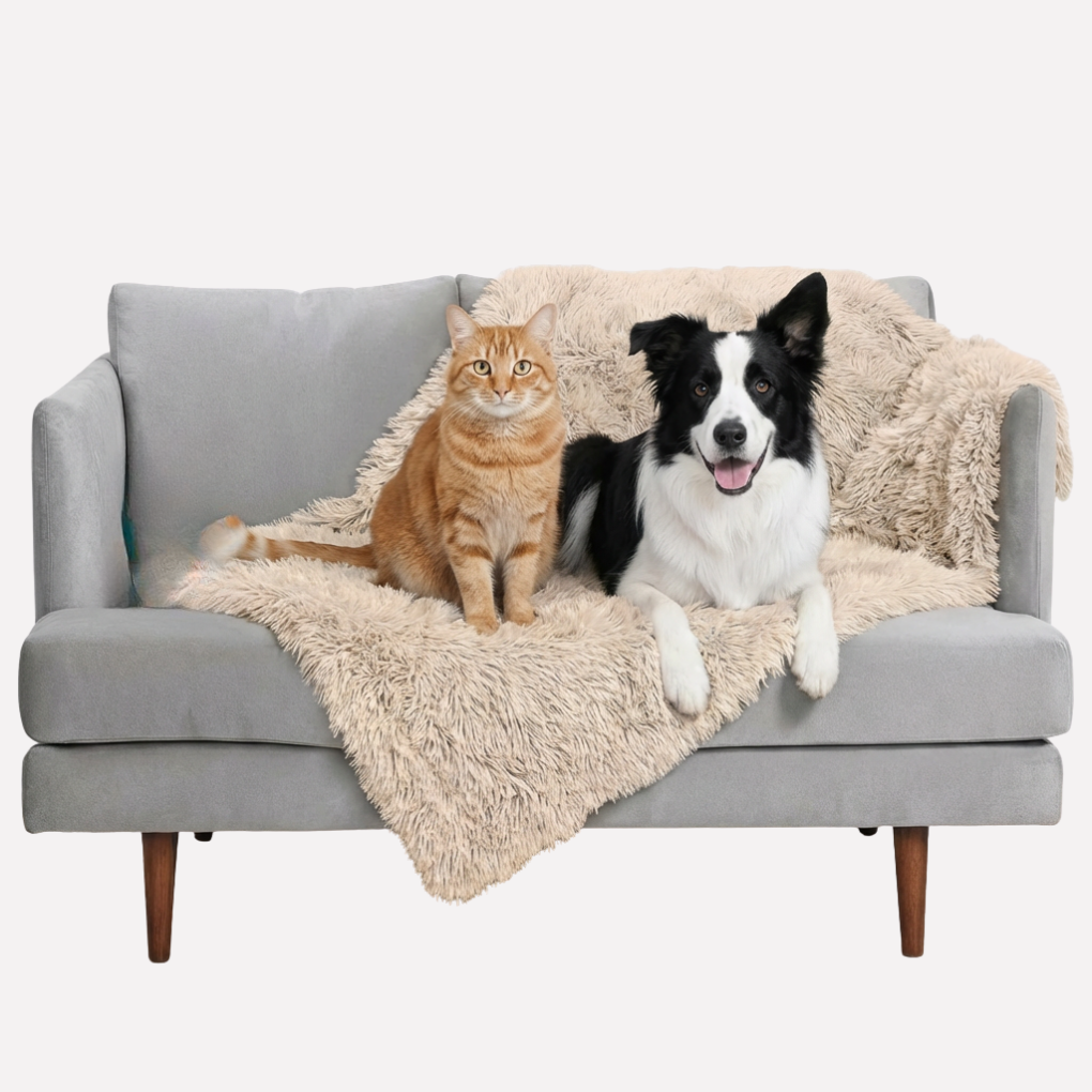 Plush waterproof dog & cat blanket. Ideal as a furniture protector or pet bed cover. Soft faux fur, spill-proof, washable.