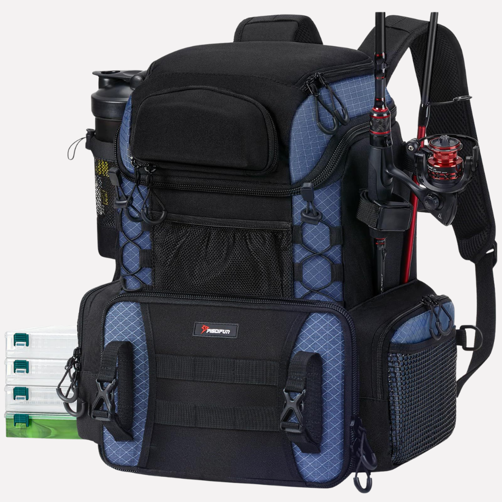 Unisex fishing tackle backpack for angling & outdoor adventures, perfect for gear storage & travel.