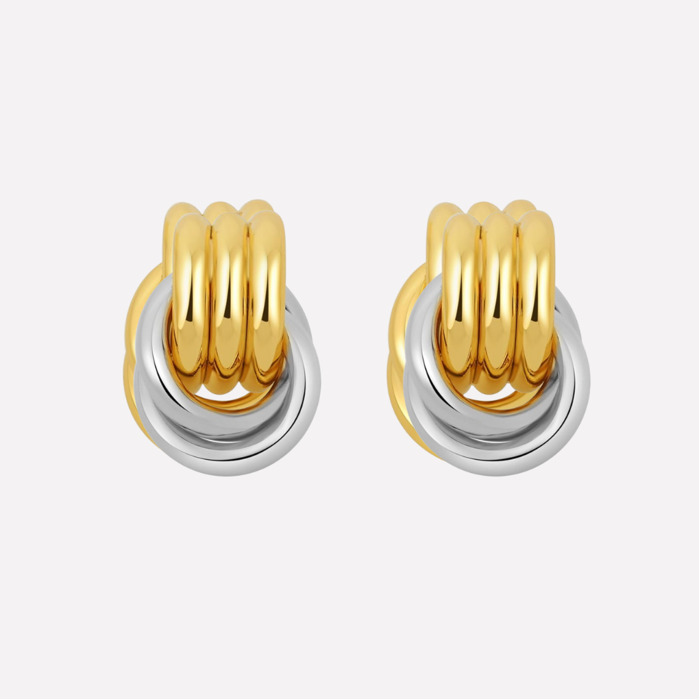 Fashionable brass knot earrings, a stylish statement piece for her.