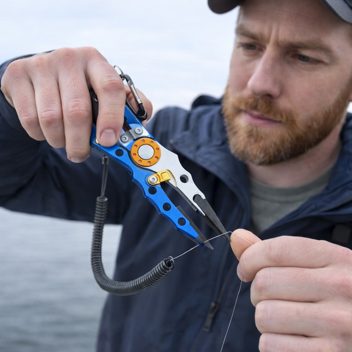 Aluminum fishing pliers for saltwater and freshwater angling, a versatile and durable tackle box essential.